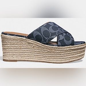 COACH Signature Monogram Wedge Espadrille Sandals size 8B